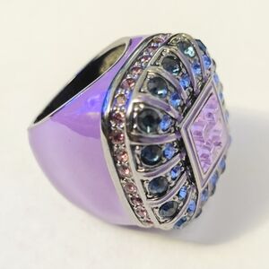 Designer Princess Amanda Borghese Signet Cocktail Ring Size 7 Purple Heidi Daus